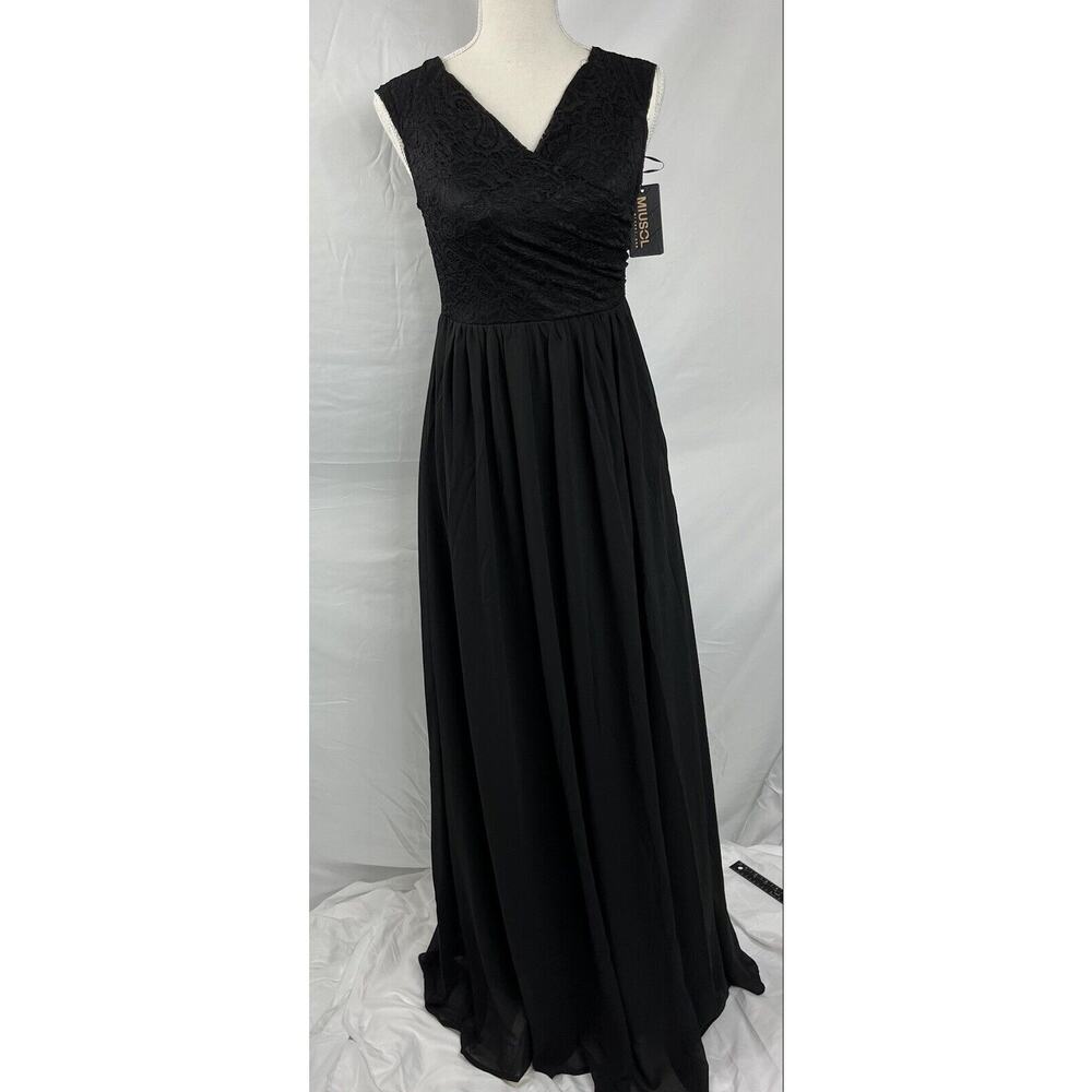 Miusol Women's Casual Deep V Neck Sleeveless Maxi Dress, Black, M3801R Sz. Small